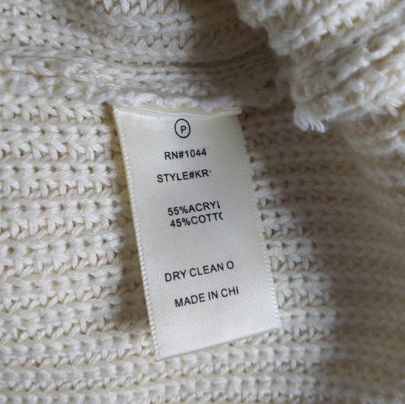 J.O.A. Lace-Up Front Sweater Ivory Cream Pullover Neutral Knit Top Women’s Med - Picture 9 of 10